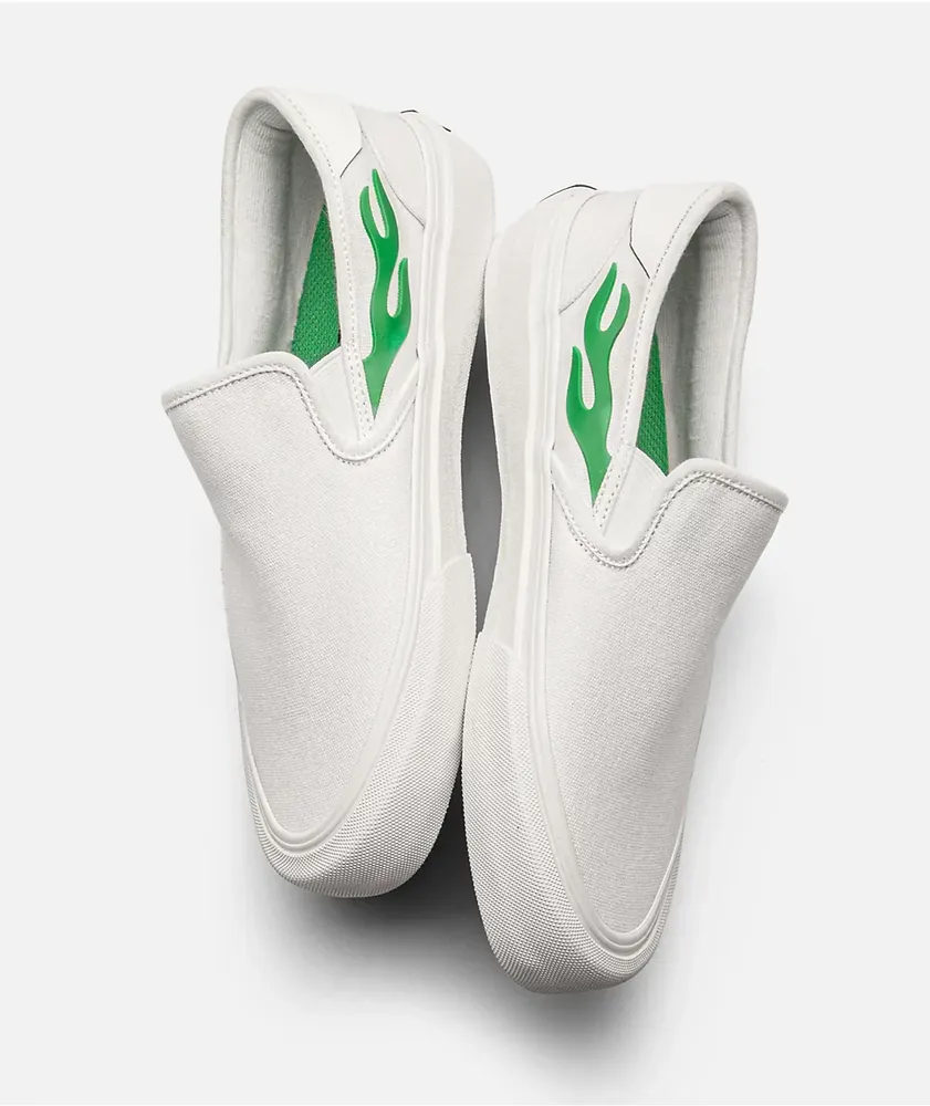 Straye Vista White & Green Flame Skate Shoes