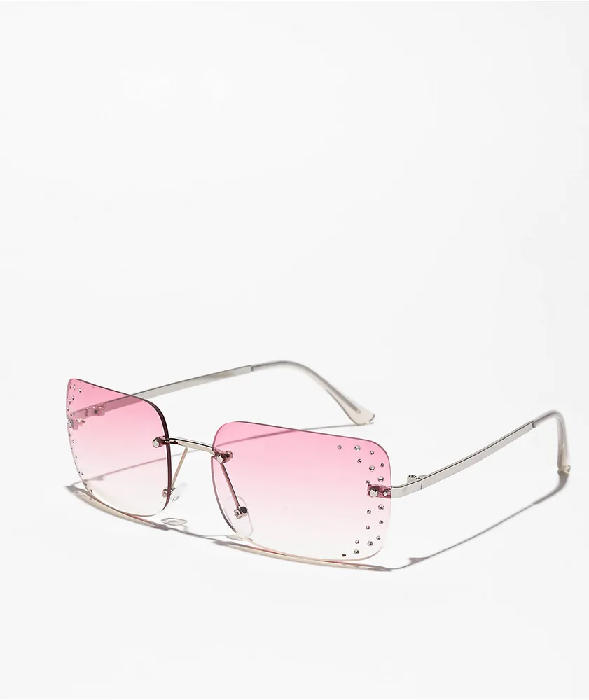 Studded Y2K Pink Gradient Sunglasses