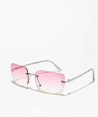 Studded Y2K Pink Gradient Sunglasses