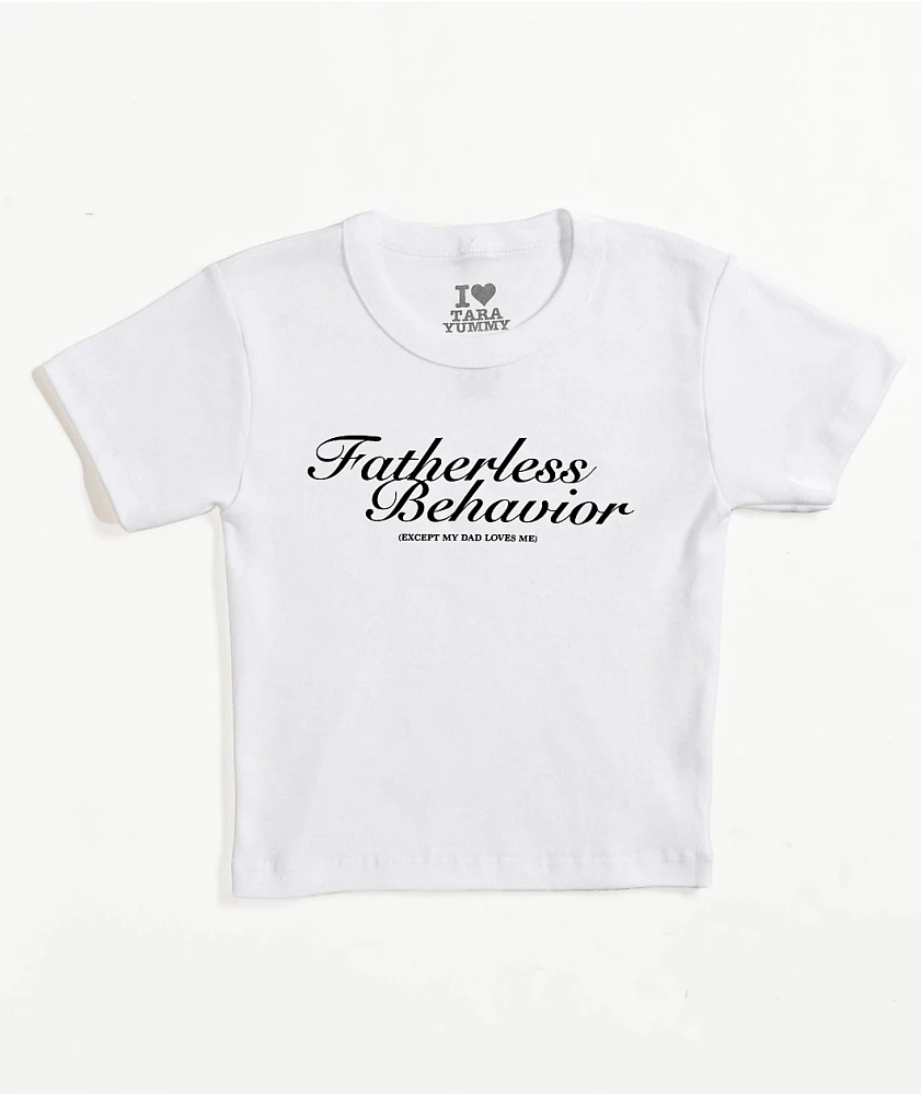 Tara Yummy Fatherless Behavior White Crop T-Shirt