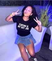 Tara Yummy Flirting Is My Day Job Black Crop T-Shirt