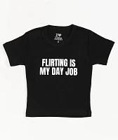 Tara Yummy Flirting Is My Day Job Black Crop T-Shirt