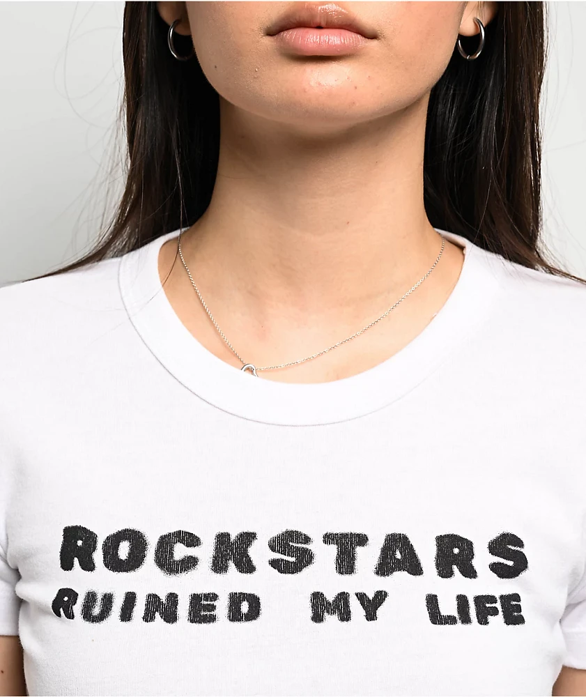 Tara Yummy Rockstars White Crop T-Shirt