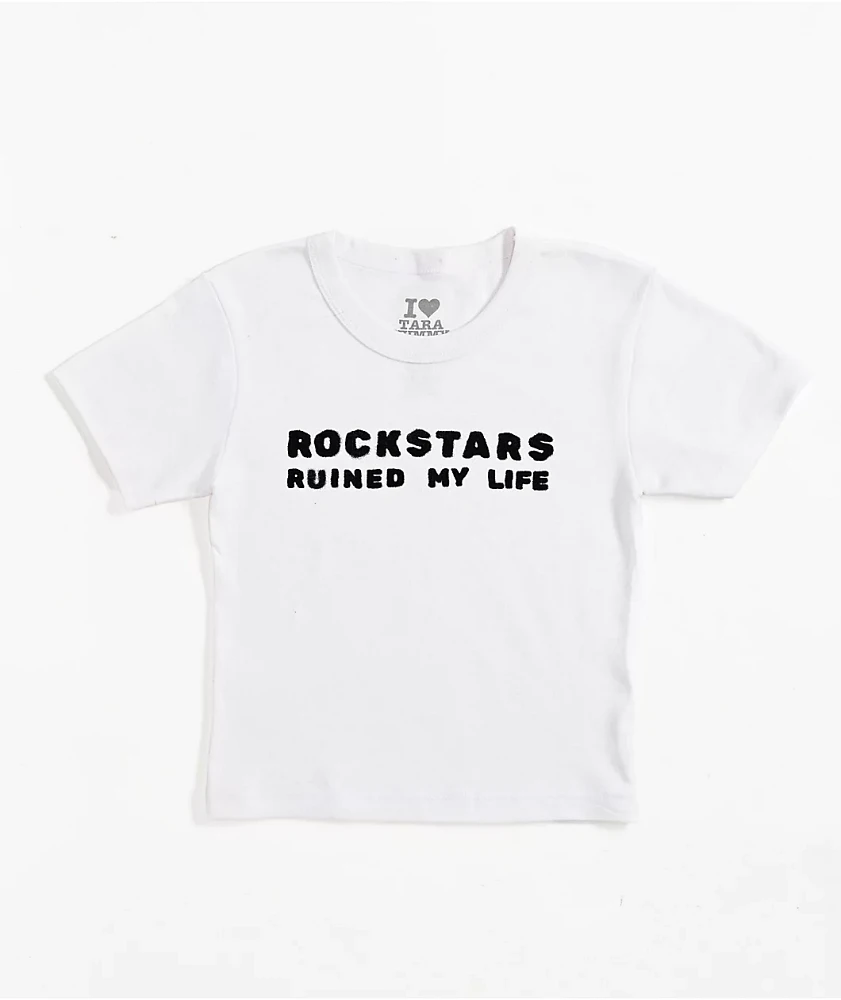 Tara Yummy Rockstars White Crop T-Shirt