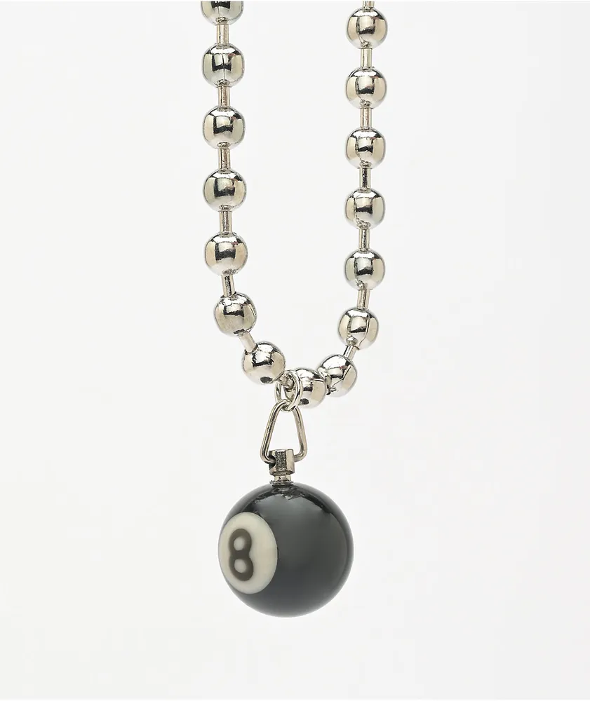 Teen Hearts 8-Ball 7 Silver Beaded Necklace