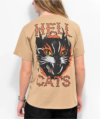 Teen Hearts Tattoo Hell Cats Tan T-Shirt