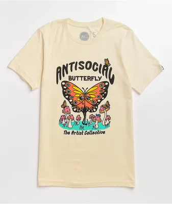 The Artist Collective Antisocial Butterfly Tan T-Shirt