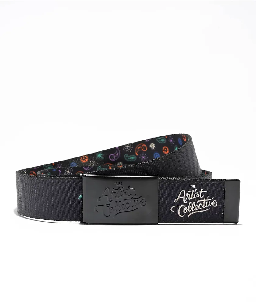 The Artist Collective Party Patterns Black Reversible Web Belt