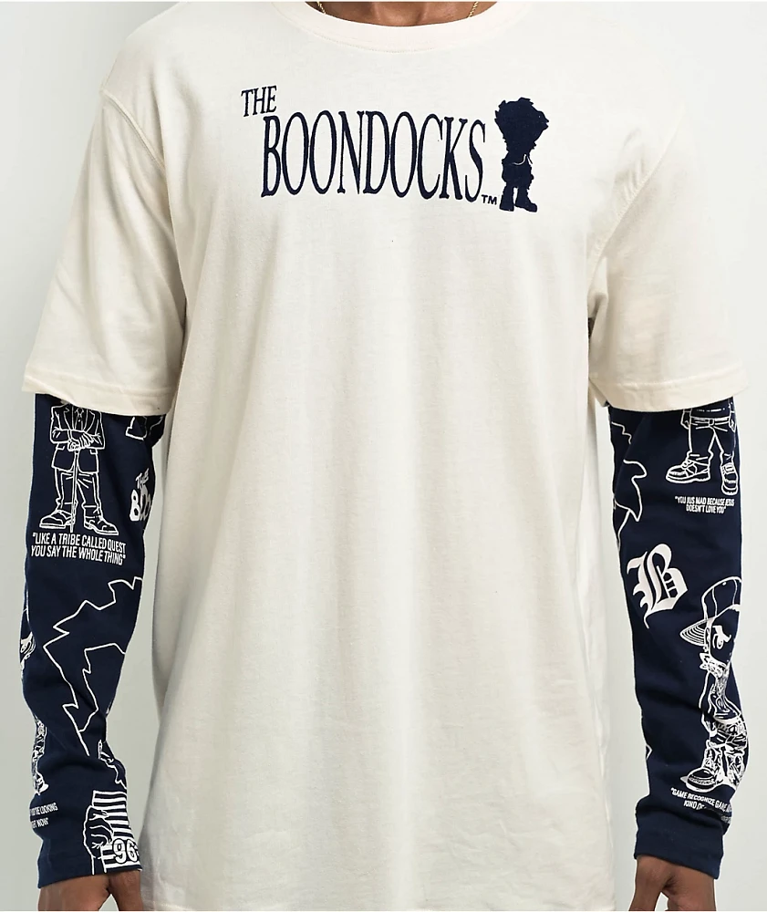 The Boondocks Collage Natural & Navy 2fer Long Sleeve T-Shirt