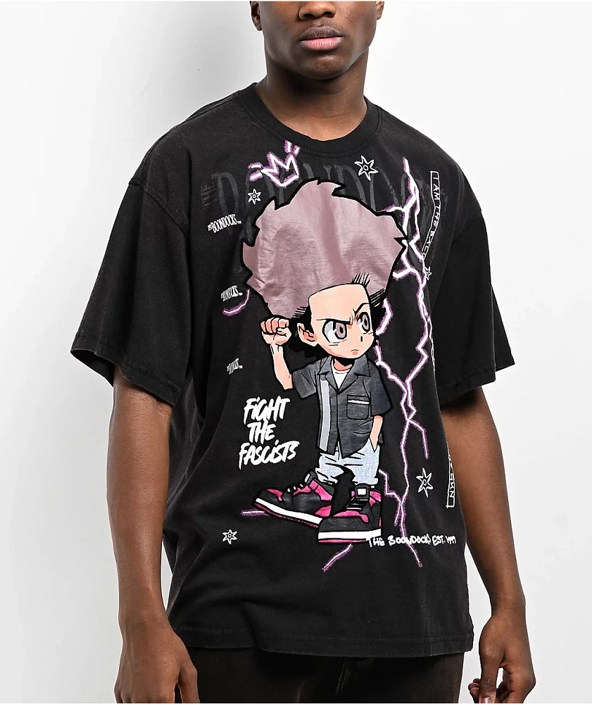 The Boondocks Huey Freeman Black Wash T-Shirt