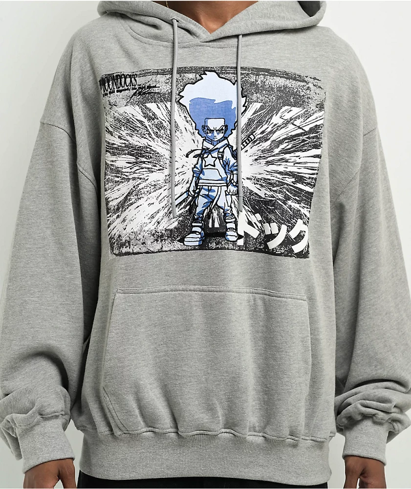 The Boondocks Huey Samurai Grey Acid Wash Hoodie