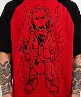 The Boondocks Riley Skate Fire Red Raglan T-Shirt