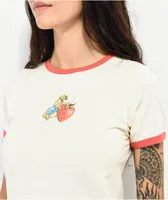 The Forecast Company x Peter Rabbit Love Strawberry Ringer White Crop T-Shirt