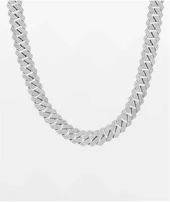 The Gold Gods 18" 3 Row Diamond White Gold Cuban Chain Necklace