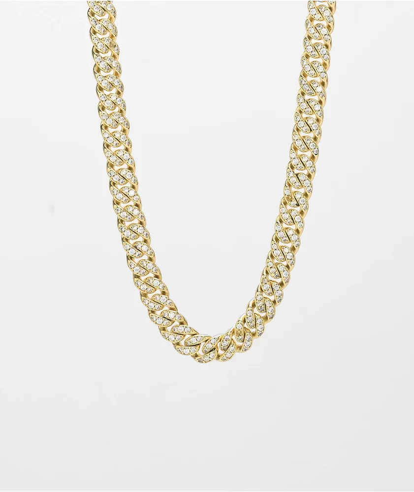 The Gold Gods 8mm Micro Diamond Cuban 18" Gold Necklace