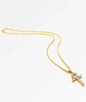 The Gold Gods Diamond Ankh Cross Pendant 22"  Necklace