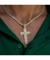 The Gold Gods Diamond Cross Gold Tennis Chain 22" Necklace