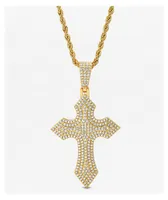 The Gold Gods Diamond Royal Cross Gold 20" Rope Chain Necklace