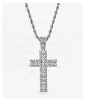 The Gold Gods Diamond Royal Cross White Gold 20" Rope Chain Necklace