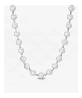 The Gold Gods Full Pearl 18" White Gold Chain Necklace