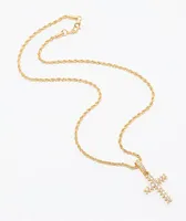 The Gold Gods Gold Flooded Cross Rope 18" Chain Necklace