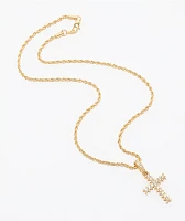 The Gold Gods Gold Flooded Cross Rope 20" Chain Necklace