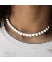 The Gold Gods Half Pearl 18" White Gold Chain Necklace