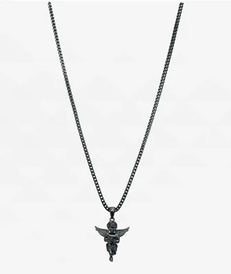 The Gold Gods Micro Angel Black Rhodium Necklace