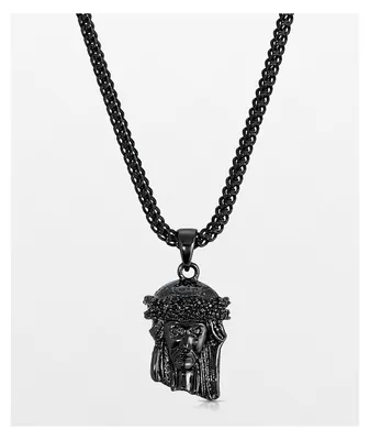 The Gold Gods Micro Jesus Black Rhodium Necklace