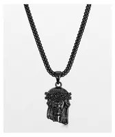 The Gold Gods Micro Jesus Black Rhodium Necklace