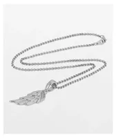 The Gold Gods Micro Wing Pendant White Gold Chain Necklace