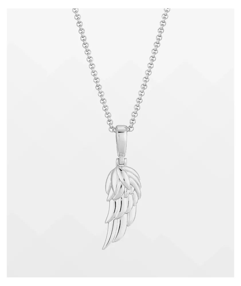 The Gold Gods Micro Wing Pendant White Gold Chain Necklace