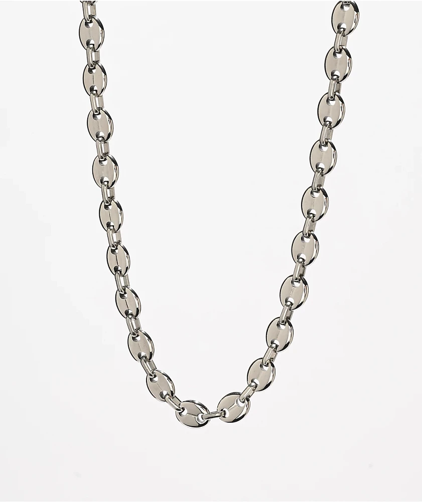 The Gold Gods Puff Link 8mm 20" White Gold Chain Necklace