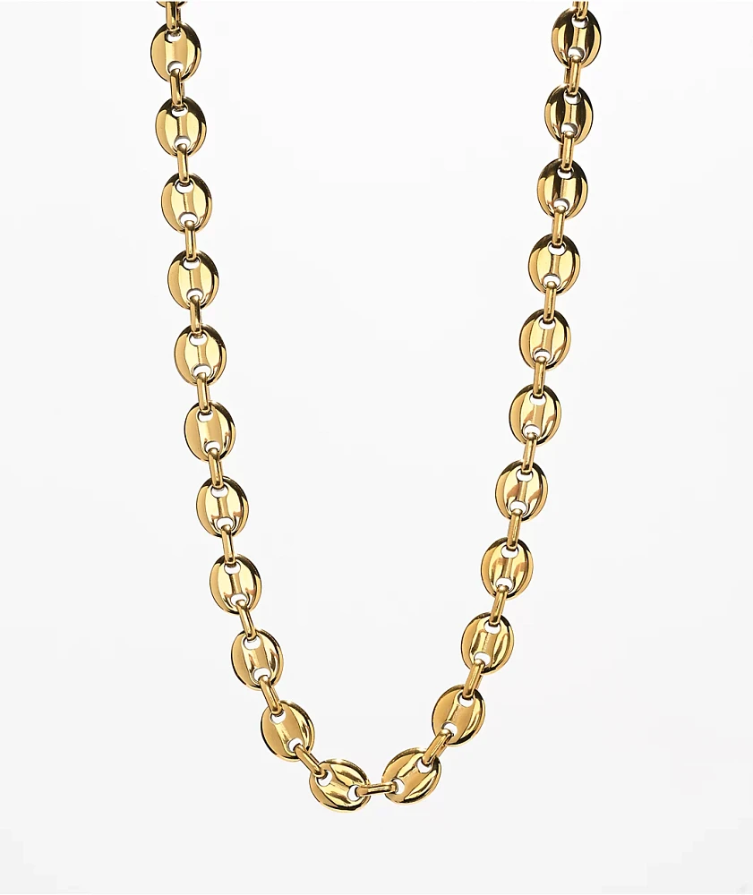 The Gold Gods Puff Link 8mm 20" Yellow Gold Chain Necklace