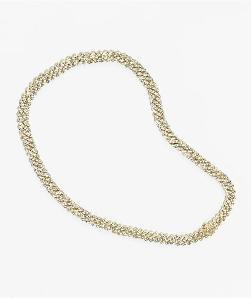 The Gold Gods Straight Diamond & Gold 8mm Cuban Chain Necklace