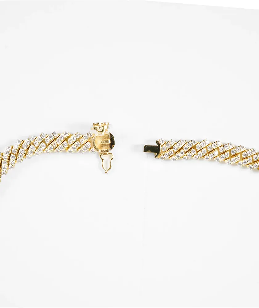 The Gold Gods Straight Edge 8mm 22" Gold Diamond Cuban Link Choker Chain Necklace