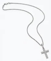 The Gold Gods White Gold Flooded Cross Rope 20" Chain Necklace