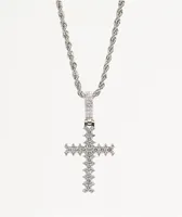 The Gold Gods White Gold Flooded Cross Rope 20" Chain Necklace