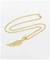 The Gold Gods Wing Micro Diamond Pendant 20" Yellow Gold Necklace