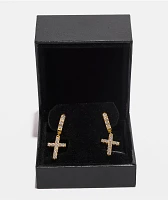 The Gold Gods Yellow Gold Diamond Cross Hoop Earrings