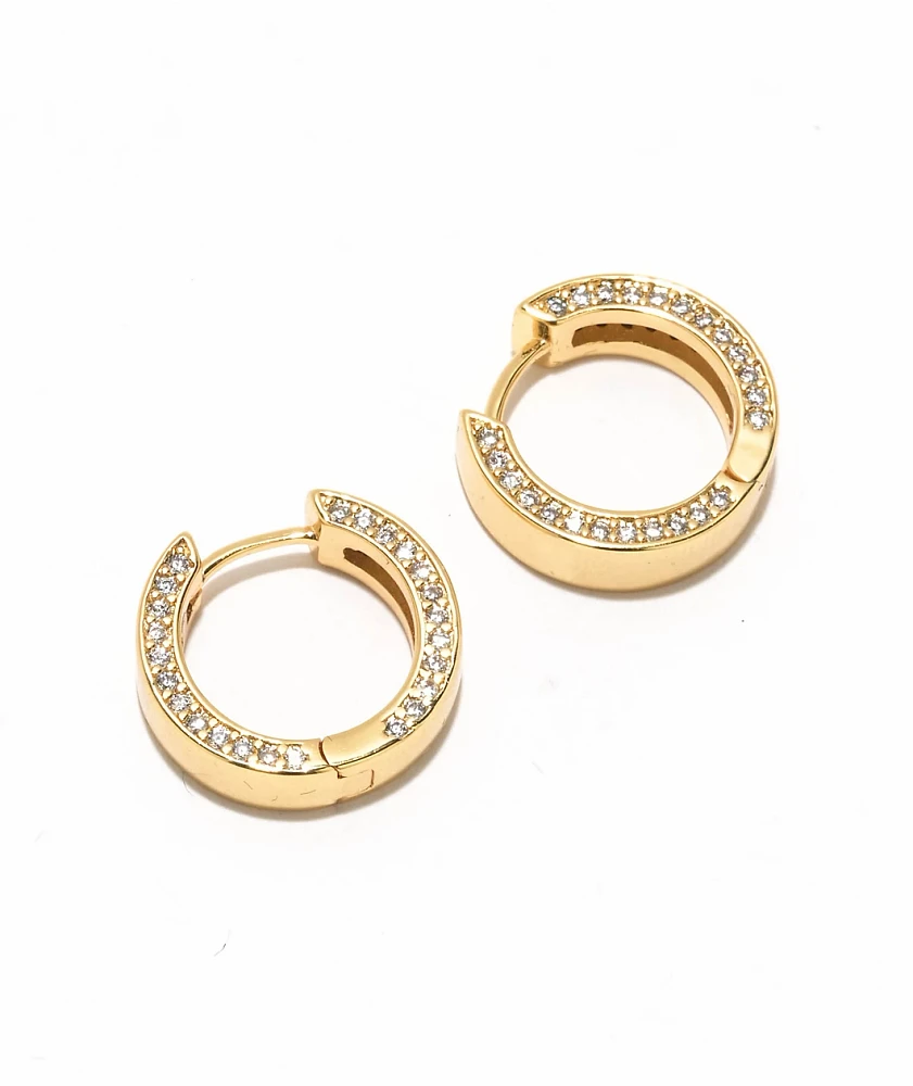 The Gold Gods Yellow Gold Diamond Cross Hoop Earrings