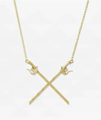 The Gold Gods x Attack On Titan Crossing Swords Yellow Gold Chain Necklace