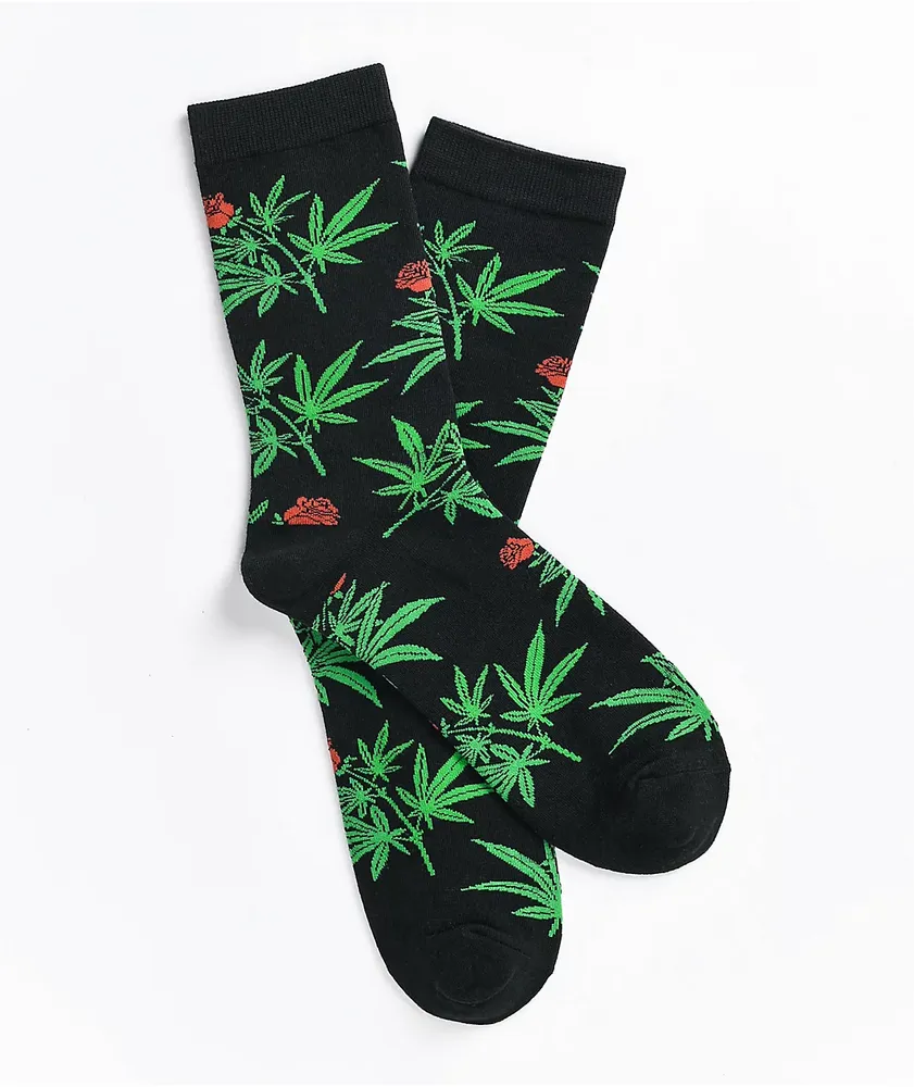 The High & Mighty Flowers Black Crew Socks