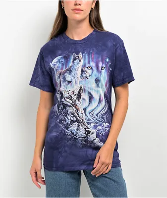 The Mountain Find 10 Wolves Blue Tie Die T-Shirt 