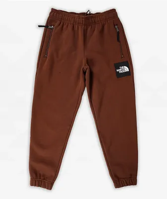 The North Face Logo Box Brown High Waisted Fleece Jogger Sweatpants