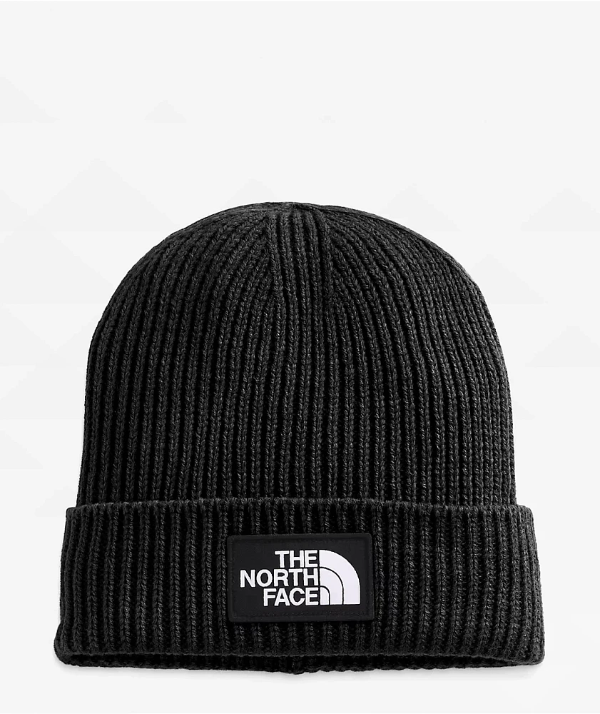 The North Face Logo Box Cuffed Black Beanie