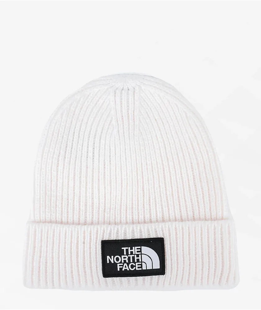 The North Face Logo Box Gardenia White Cuffed Beanie