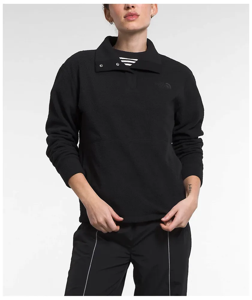 The North Face Pali Pile Fleece Black Quarter Button Sweatshirt