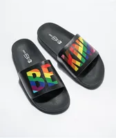 The Phluid Project Be Kind Black & Rainbow Slide Sandals