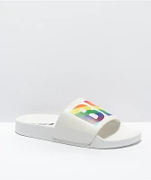 The Phluid Project Be Kind White Slide Sandals